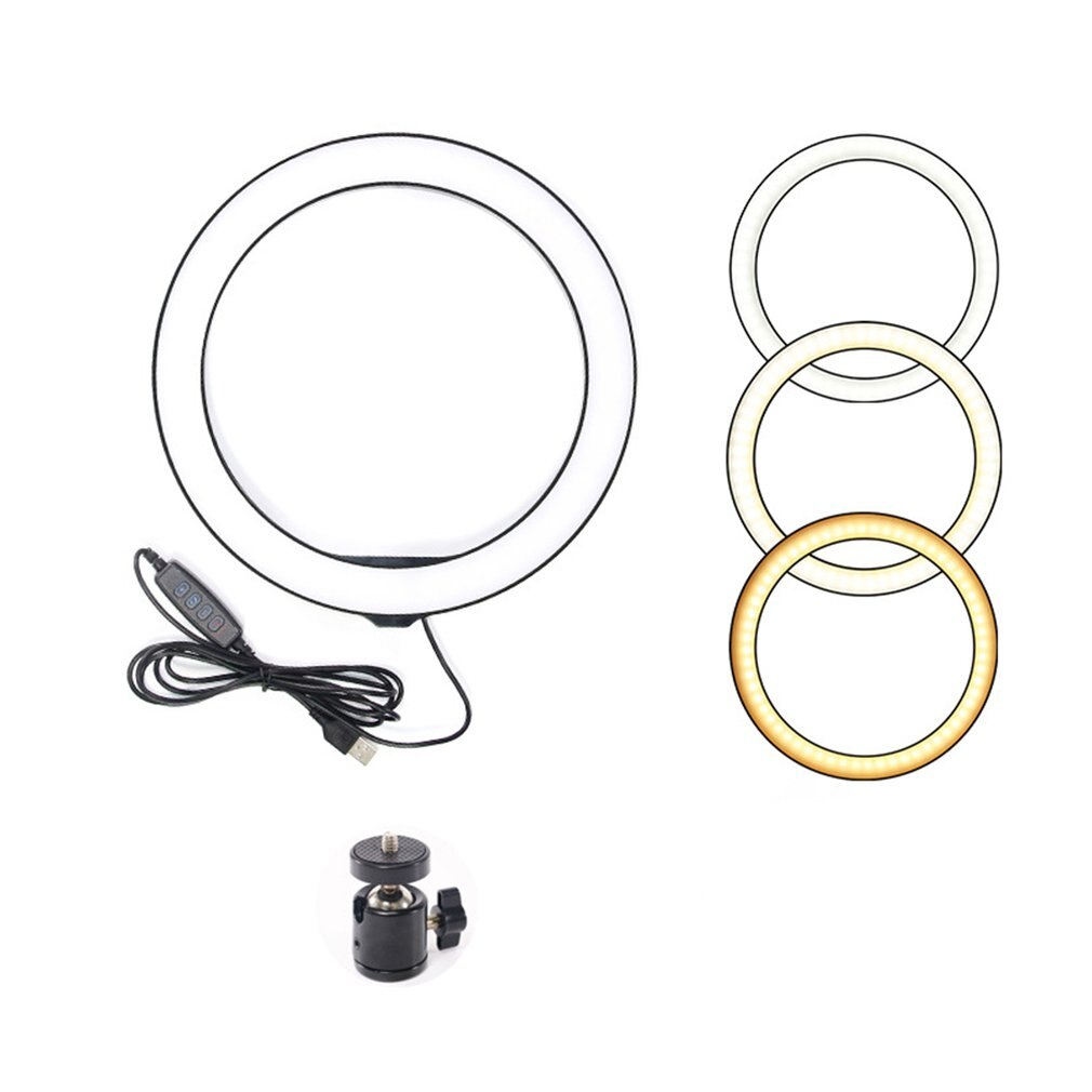 10 Inch Flat Ring Light Selfie Beauty Photography Mobile Phone Live Light Three Color Temperature LED Fill Light: 4
