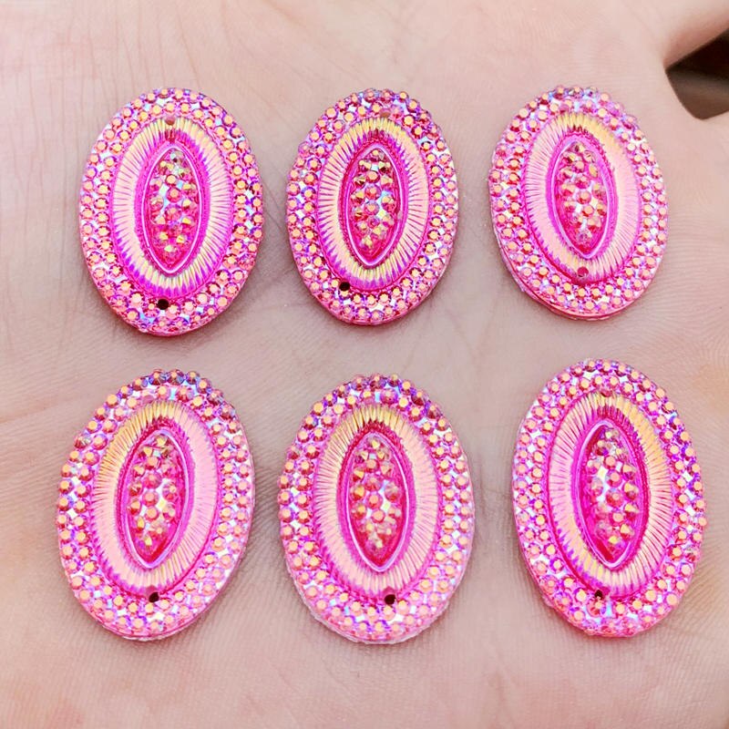 20 Uds. De diamantes de imitación de resina Ovalada para manualidades, accesorios de joyería, 18x25mm, AB, HE45