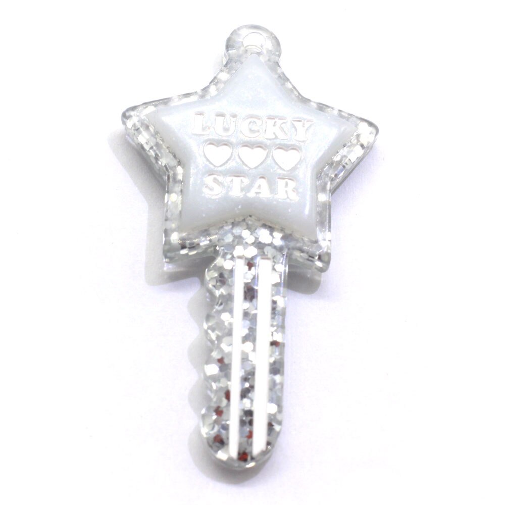 Cuentas de resina en forma de llave para llaveros de joyería, abalorios colgantes para funda de teléfono, Estrella Brillante, , 20/50 unidades: 50PCS / 7