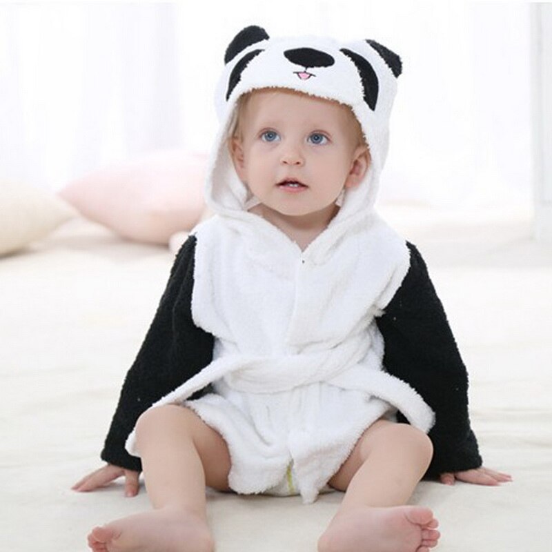 Cysincos 0-2Y Pasgeboren Baby Meisjes Cartoon Hooded Badjas Kind Peuter Baden Handdoek Gewaad Leuke Lente Winter Kleding Nachtkleding: panda
