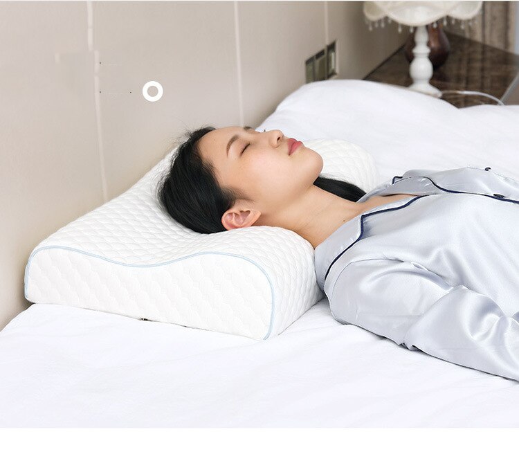 Almohada de contorno ortopédica de espuma viscoelástica, cojín ergonómico para dormir, con forma de onda central, Cervical, individual