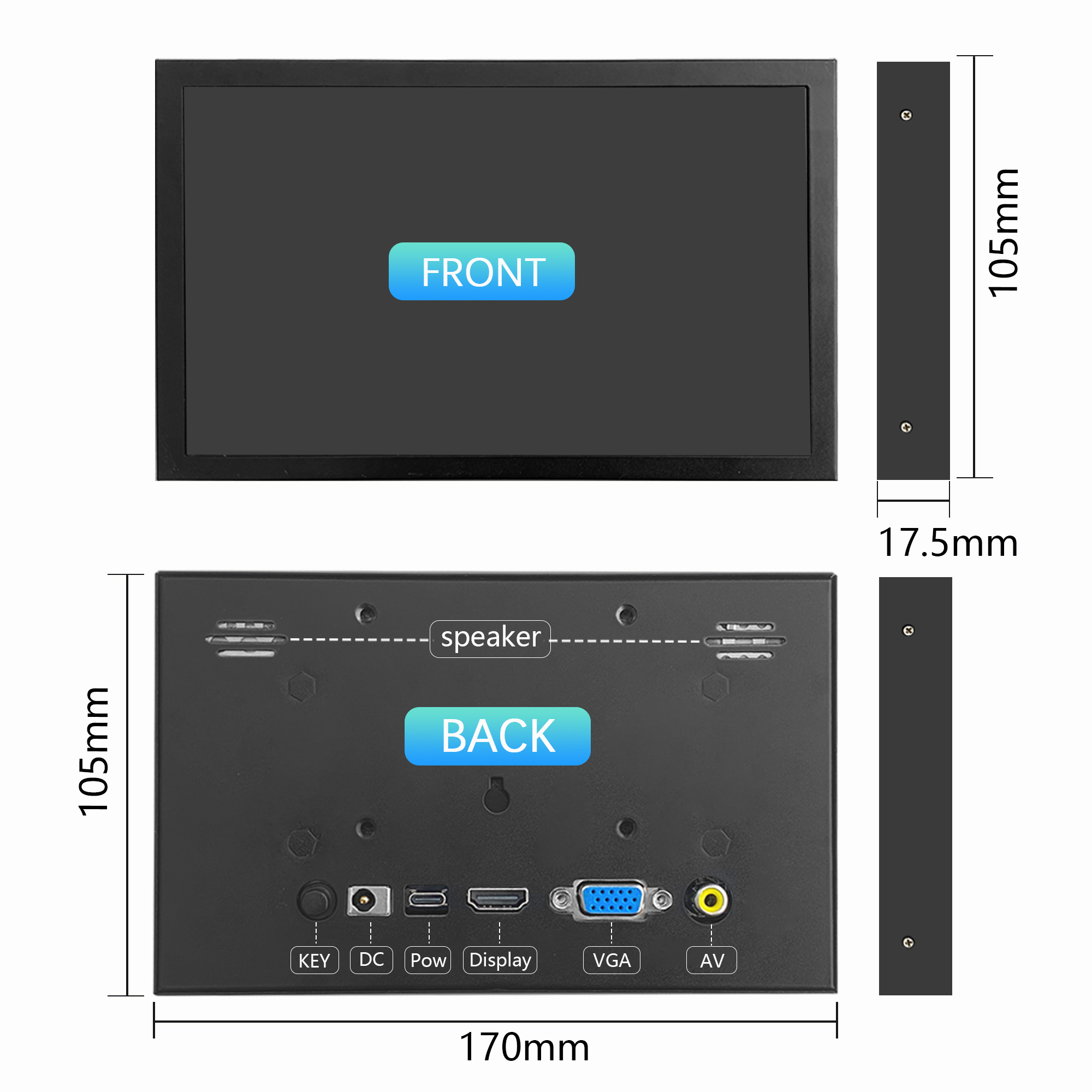 Pantalla multiinterfaz AV/DC/HD/VGA, segunda pantalla de pc de 7 pulgadas, pantalla Raspberry pi para interruptor PI3 Pi4 AIDA64