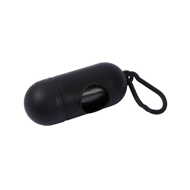 Portable Pet Waste Bag Dispenser Pill Shape Bullet-Shaped Garbage Box Cats Dogs Poop Extractive Clean-up Bags Outside Walking: Black