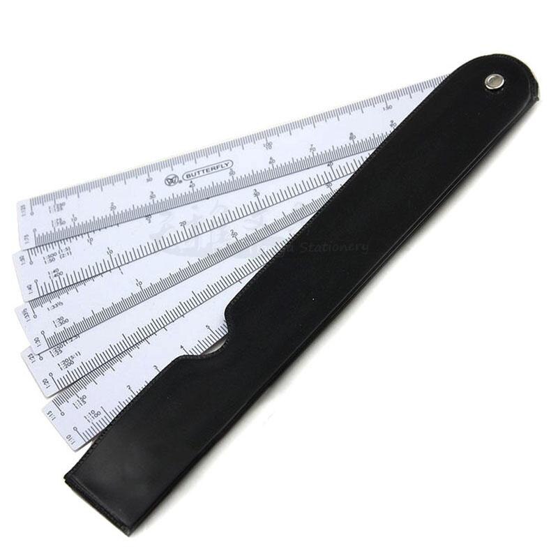 Butterfly multi-functional fan-shape scale ruler folding multi-scale drawing rule engineering drawing tool ruler chancery