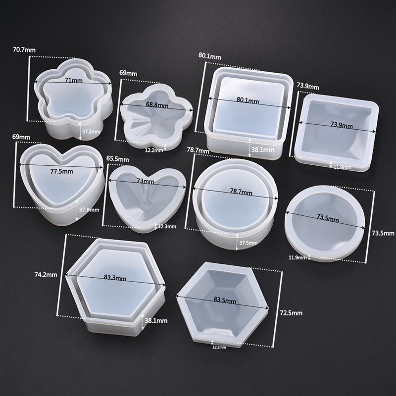 Resin Silicone Mold Storage Box Mold For Jewelry Making Heart Shape Cut Mold DIY Crystal Epoxy UV Box Jewelry Tools Moulds