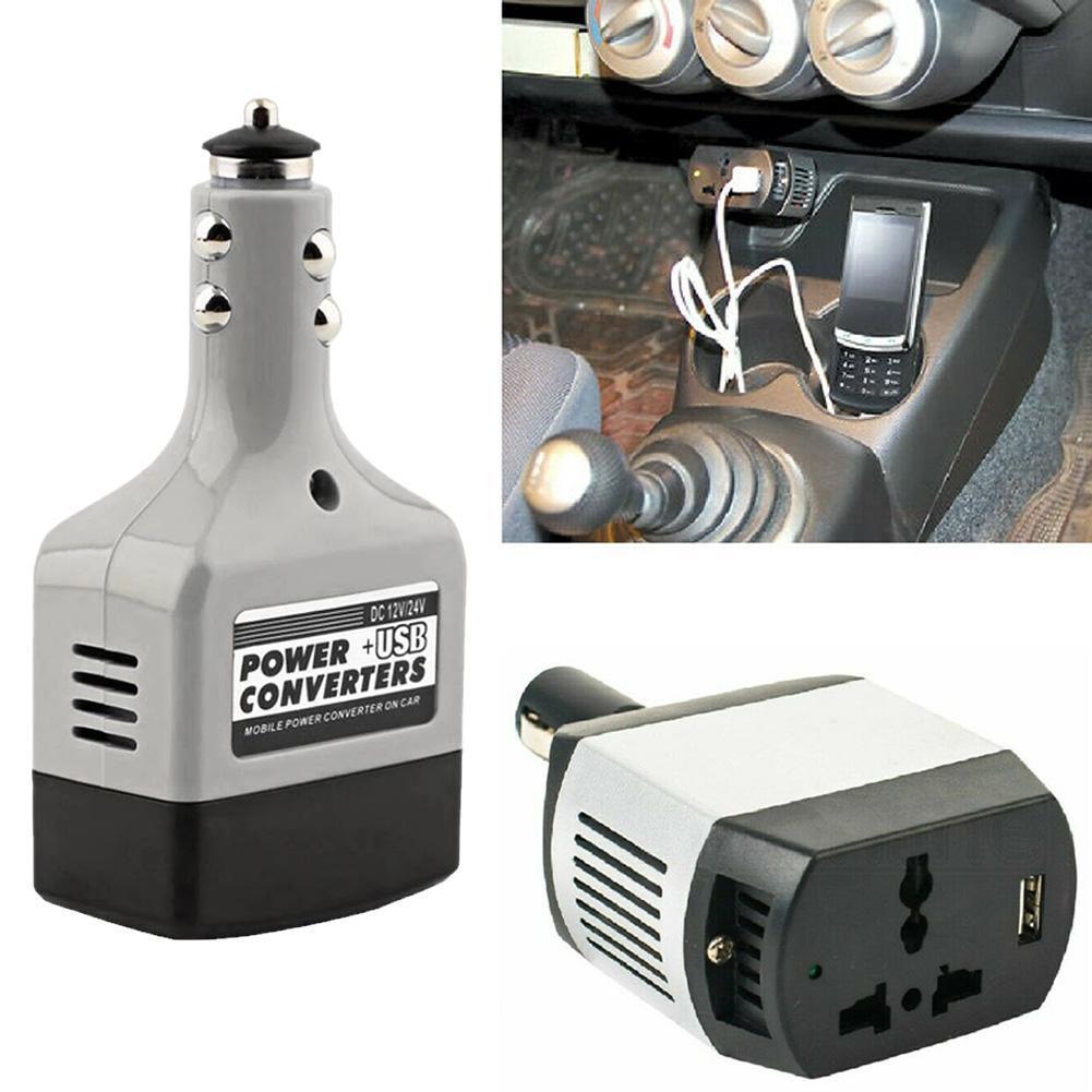 Convertidor de energía para coche, transformador, cargador de teléfono móvil, interfaz USB, Adaptador convertidor de 12V/24V a 220V