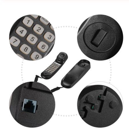 Guest room hotel phone Office phone desk wall dual-purpose small hook extension Mini Corded Landline Phone Fixed Telephone