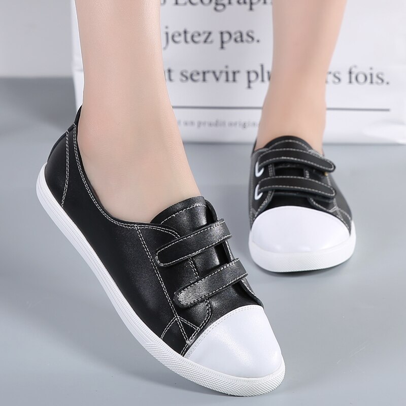 Schoenen dames damesschoenen casual hoog platform gat pu leer gestreepte eenvoudige sneakers dames casual witte schoenen