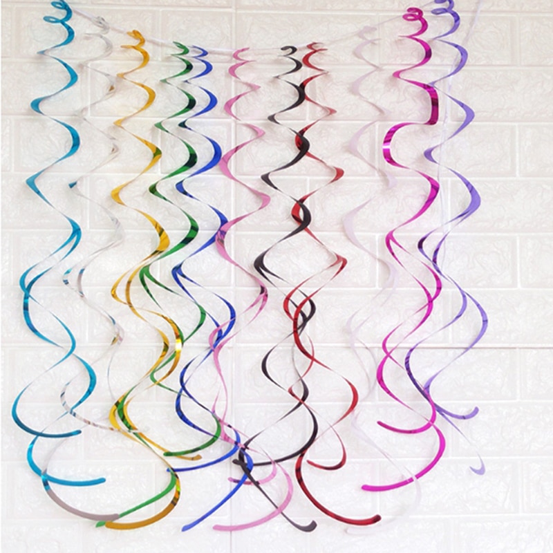 DIY Swirl Banner Decorative Ceiling Hanging Metallic Wedding Favor Birthday Decor Garland Party Supplies: Colorful