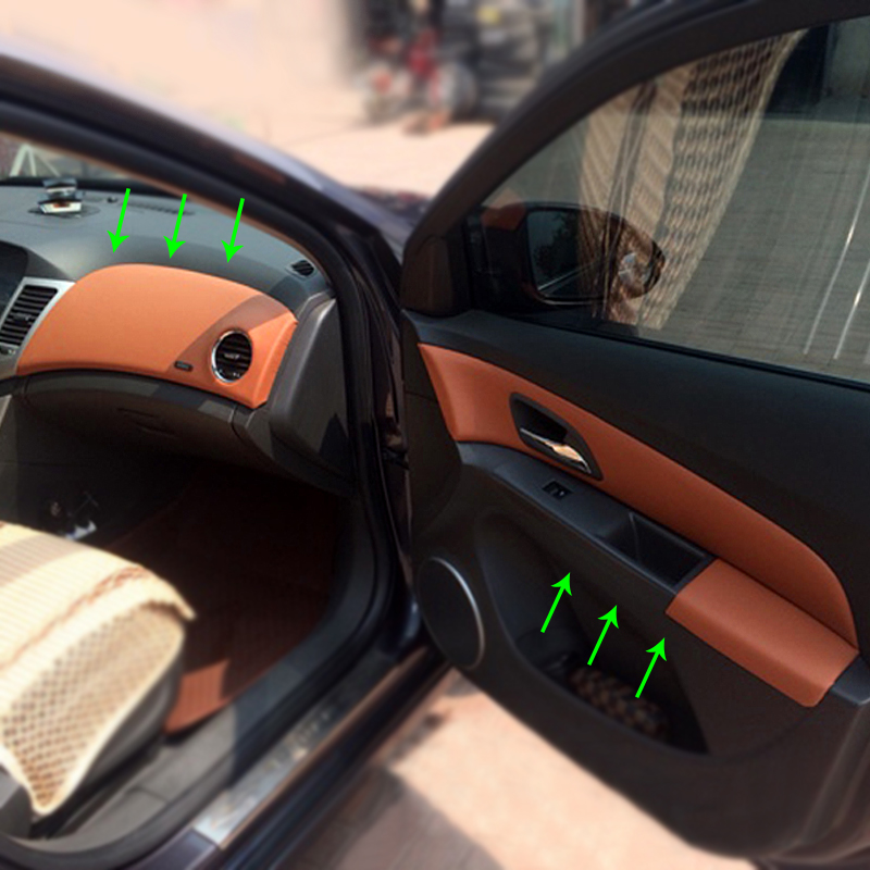 Microfiber Leather Interior Car Styling Door Armrest / Center Dashboard Panel Covers Trim For Chevrolet Classic Cruze