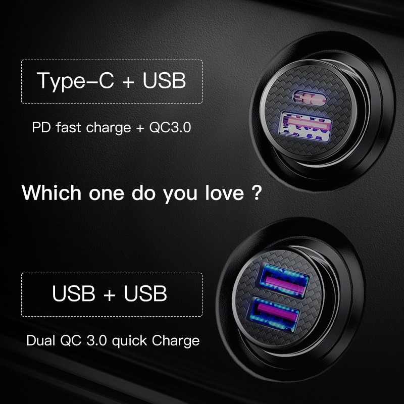 Baseus USB Car Charger Quick Charge 4.0 3.0 QC4.0 QC3.0 QC SCP 5A Type C PD Fast Car USB Charger For iPhone Xiaomi Mobile Phone