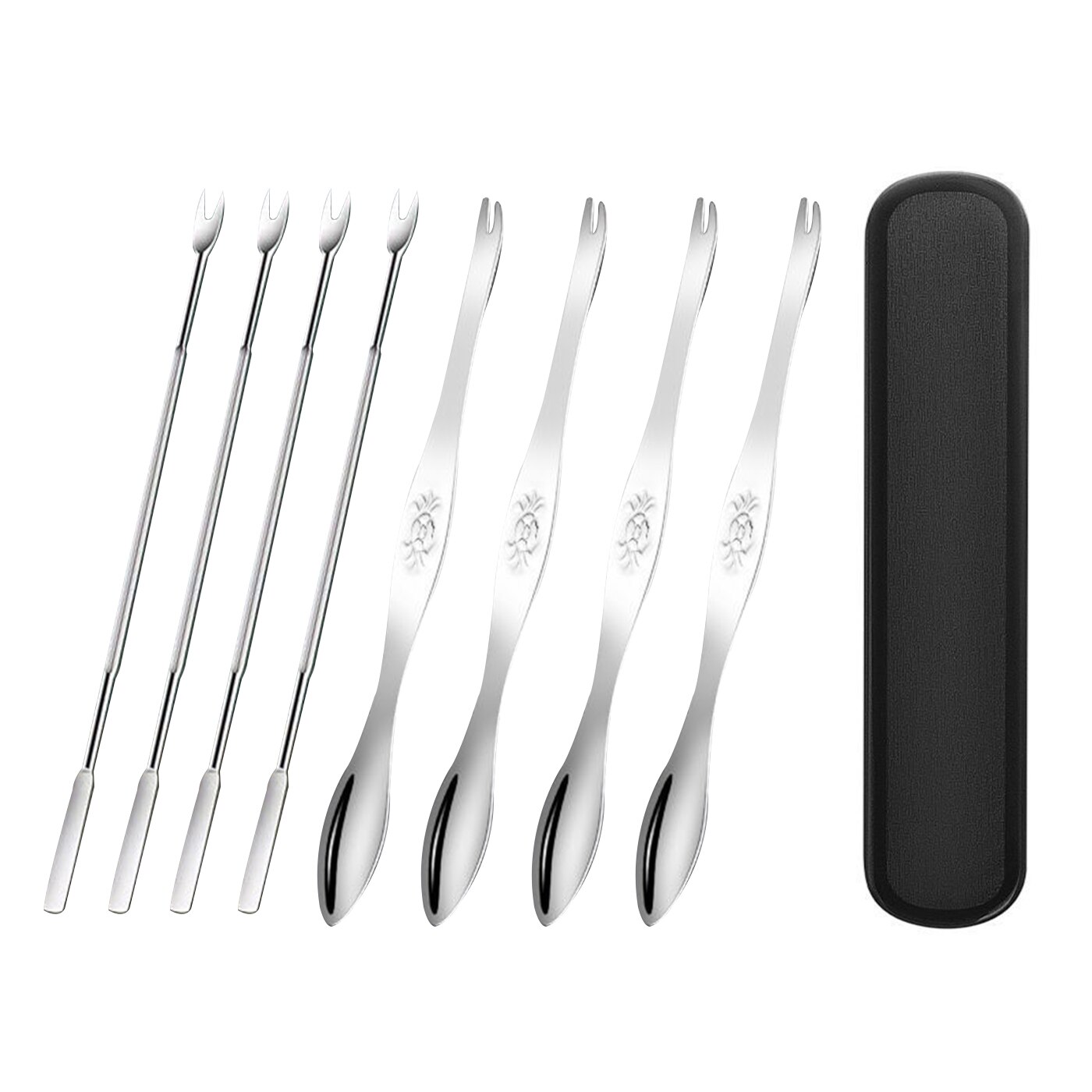 Seafood Tool Set Stainless Steel Crab Tool Durable Practical Lobster Crab Claw Cracker Leg Fork Picks Spoons Kitchen Accessories: 8pcs