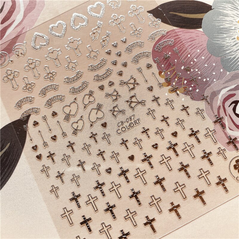Jésus Christ vierge marie série croix 3D retour colle ongle décalcomanie ongle autocollant décoration ongle art ongle outil ongle ornement: CB-087S