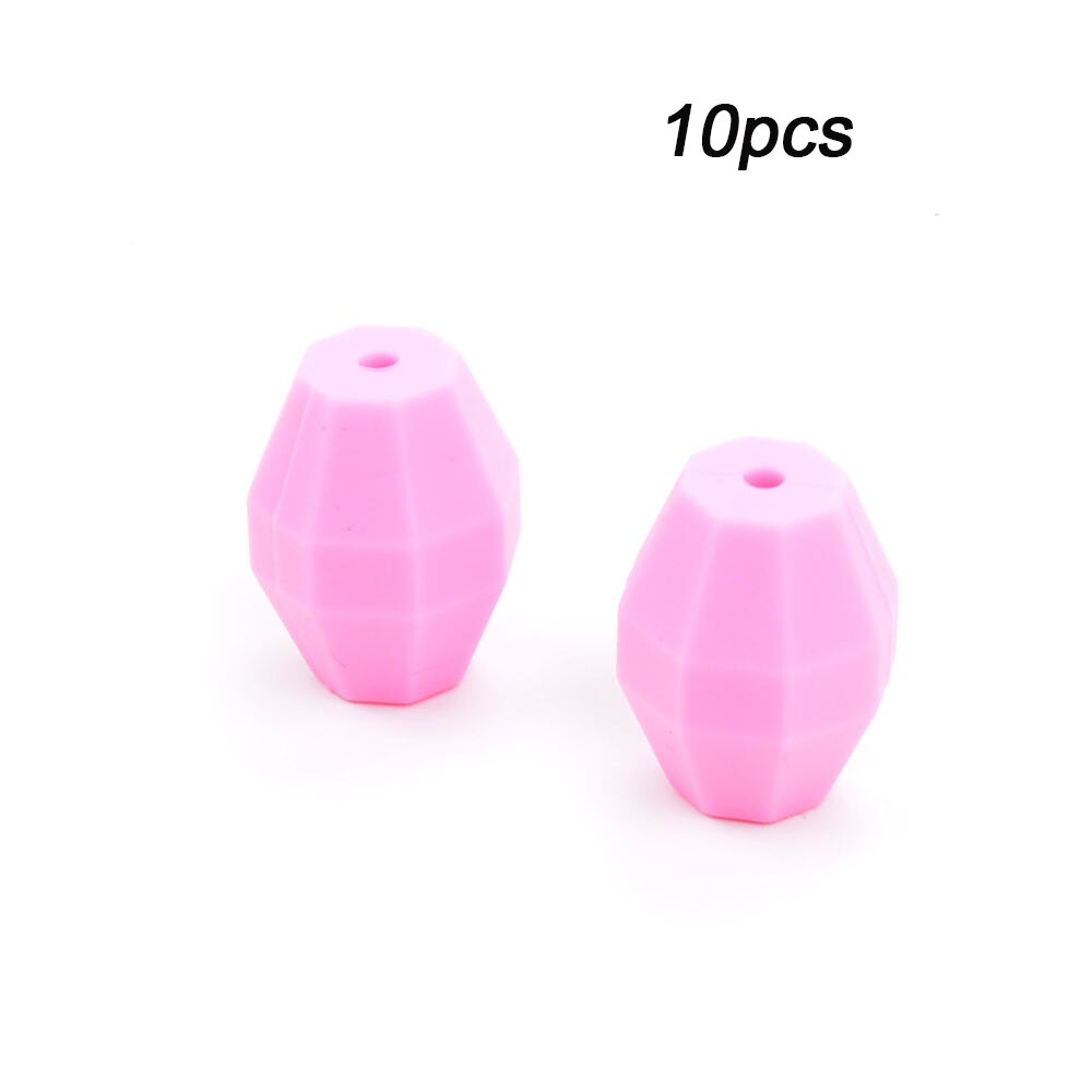 LOFCA 10pcs Baby Oak Barrel Teething Beads Geometric Shape Silicone Beads Food Grade Baby Teething Toys Chewable Jewelry DIY: Pink