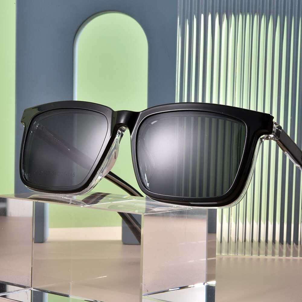 Gmei-gafas de sol polarizadas 2 en 1 para hombre y mujer, montura cuadrada de plástico, graduadas para miopía, montura 21103