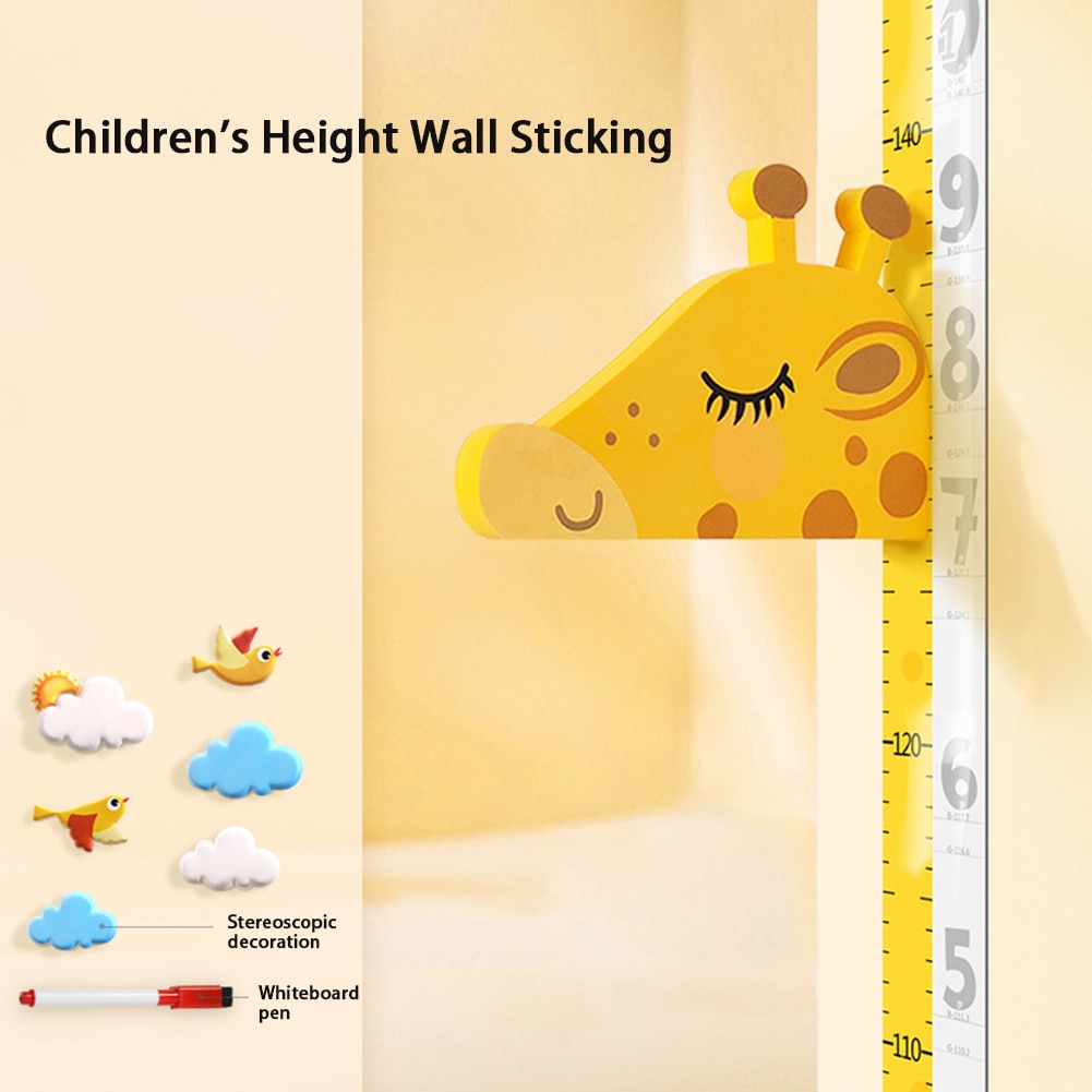 Wall Sticker Universal Space Saving Measurement Cute Baby Children Giraffe Head Decorative Height Ruler Practical 3D Movable