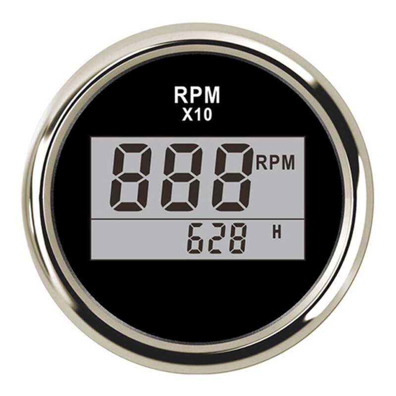 52mm Digital Tachometer 0~9990 RPM Marine Tachometer With Hourmeter Red Backlight Fit For Car Truck Boat Tacho Gauge Sensor: BS