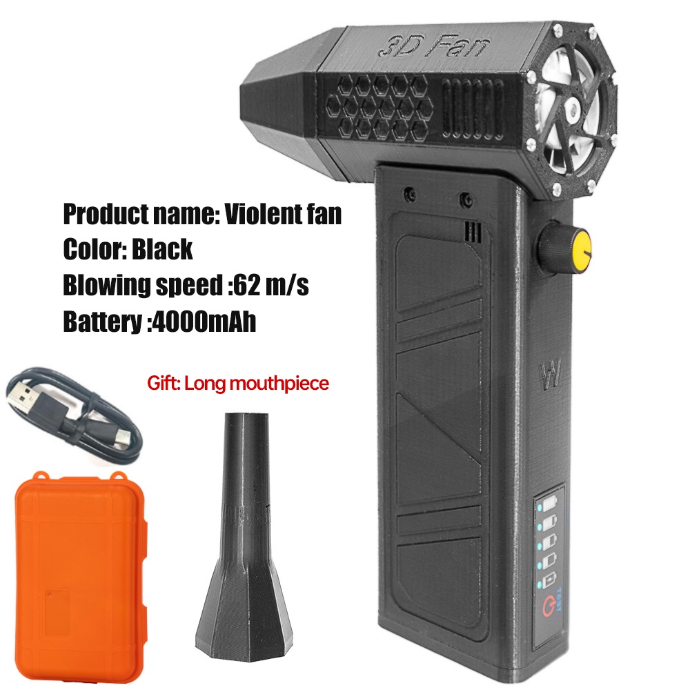 140000RPM Air Blower Power Display Handheld Mini Turbo Fan Dust Cleaner Wireless Electric Blower Portable Powerful Turbo Jet Fan: black