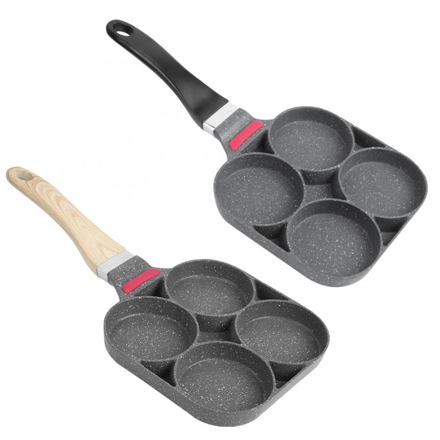 Viergats keuken ontbijt pannenkoekenpan aluminium koekenpan mal voor hamburger met handvat multifunctionele nons