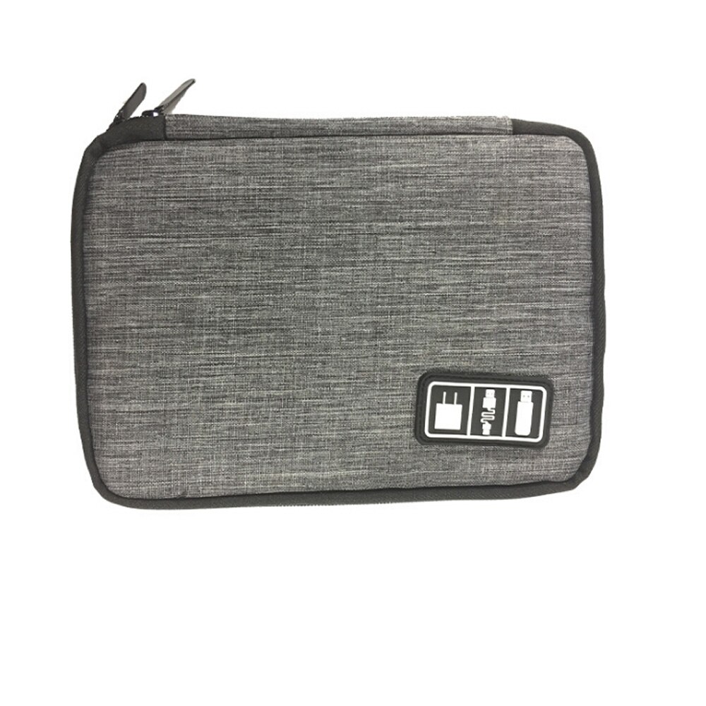 Multi-functional Digital Bag Electronic Storage Bag Kit Data Cable Cationic Fabric Digital Gadget Devices Divider Organizer: grey