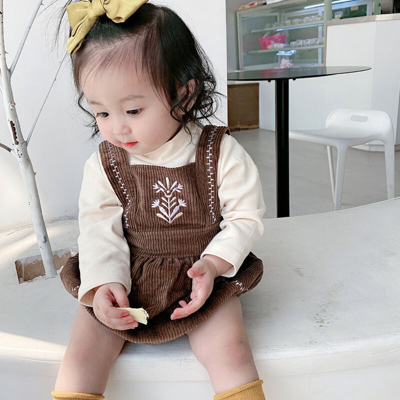 Korean One-piece Spring Kids Playsuit Cute Baby Girl Embroidered Overalls Suit Toddler Jumpsuit Overalls for Kids