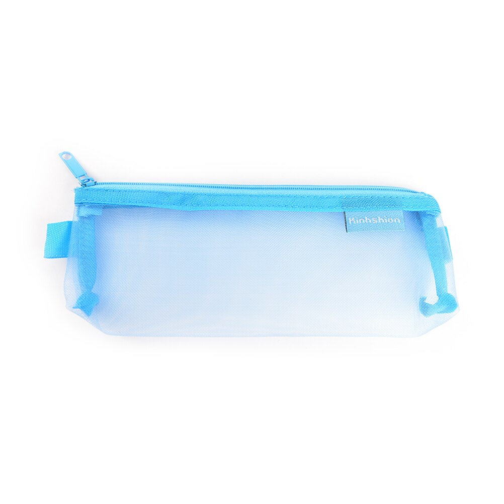 Net Yarn Transparent Pencil Case Lapices Bags Stationery Kit Students Zip File Bag School Supplies
