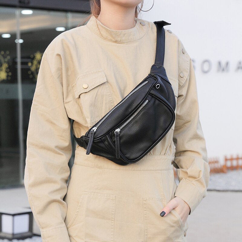 MABULA Litschi aufbringen Brust Packungen Weiche Leder Taille Taschen Klassische Freien Sport Gürtel Tasche für Reise