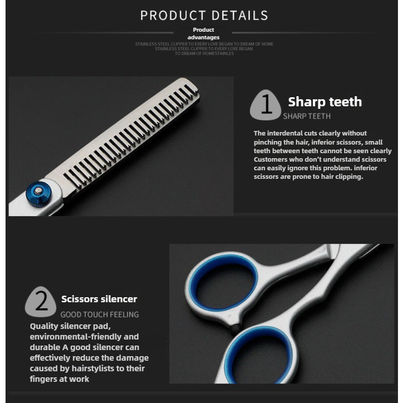 6 Inch Stainless Steel Pet Grooming Shears Curved Thinning Scissors Kit for Dog Cat Hair Cutting Home Use