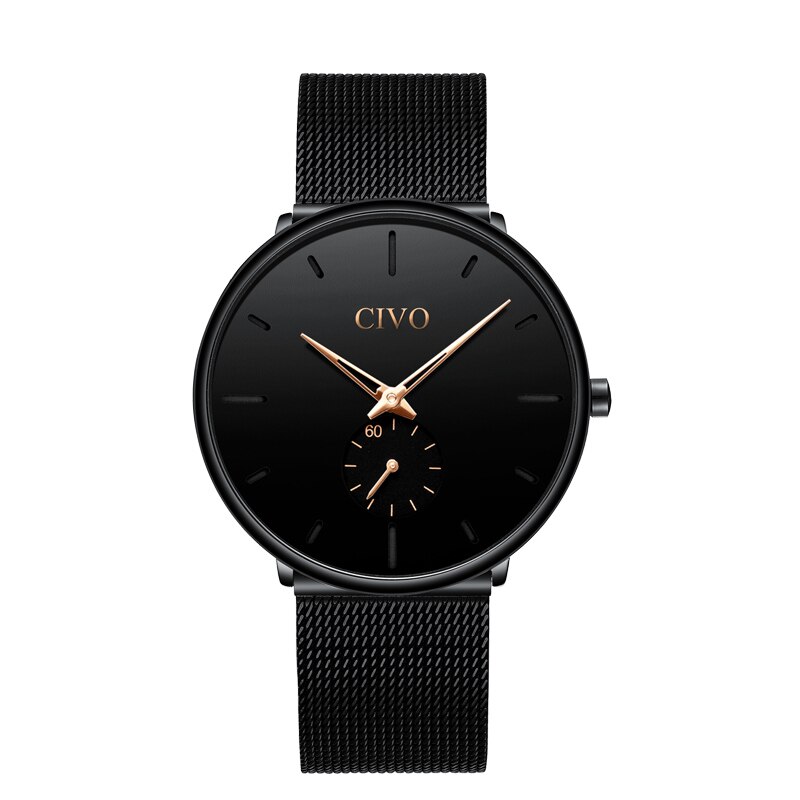 Reloj CIVO de para hombre, correa de malla fina resistente al agua, relojes de pulsera minimalistas para hombre, reloj deportivo de cuarzo, reloj Masculino: 2834