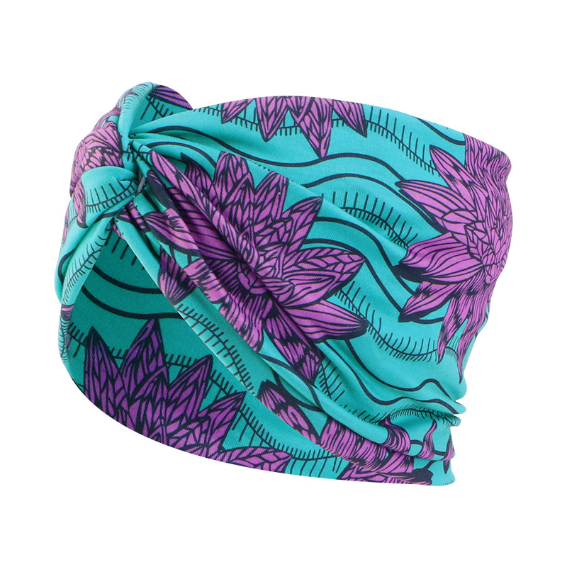 Bandeau torsadé imprimé africain pour femmes, bandeau élastique de sport, écharpe pour cheveux, large bandeau extensible, accessoires pour cheveux: Lavande