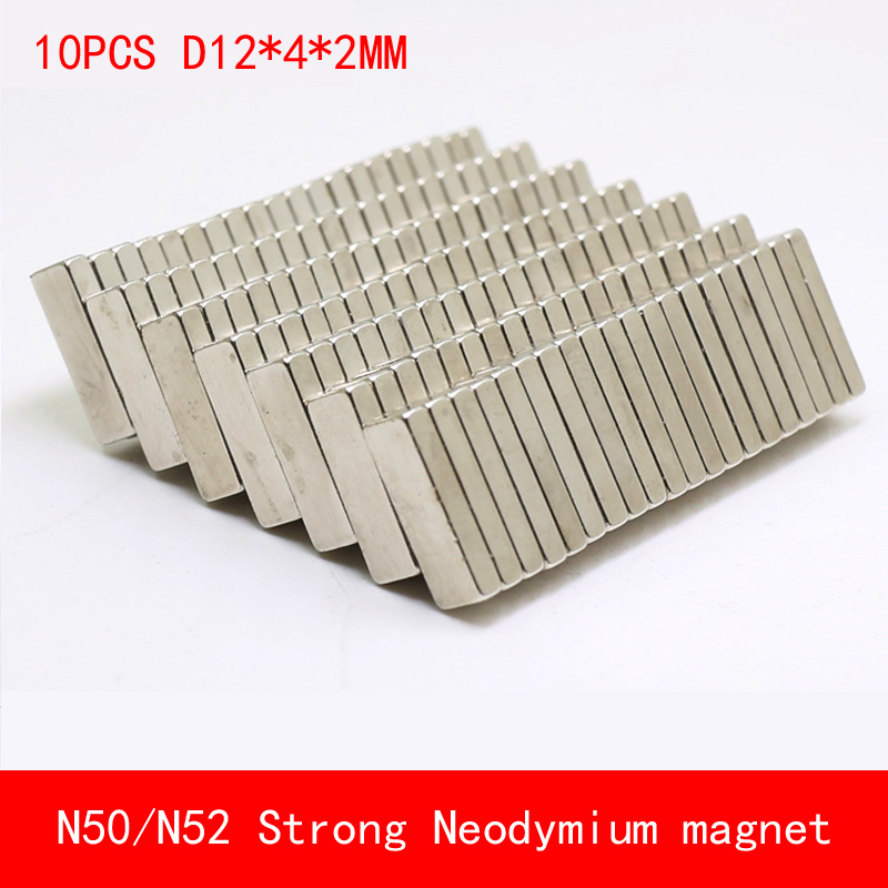10 STKS 12*4*2mm N50 N52 Strip sterke permanente Neodymium Magneet oppervlak verf nickle koelkastmagneet