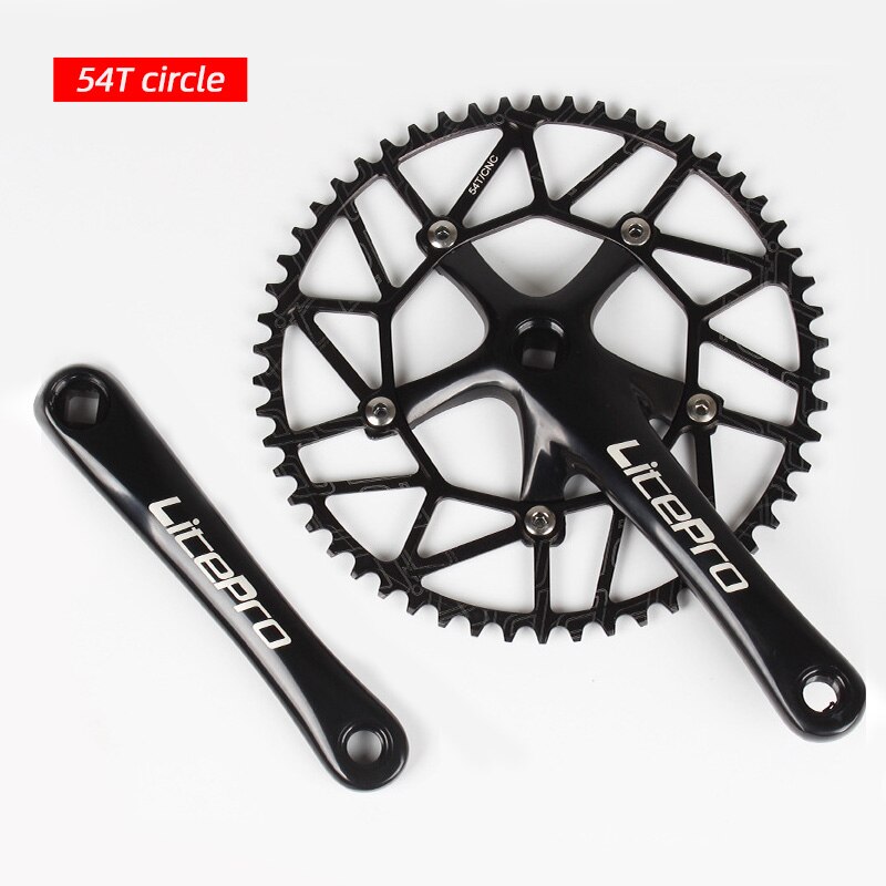 Litepro Lp 130BCD Fiets Kettingblad 50 52 54 56 58T Aluminium Enkele Disc Ketting Wiel Vouwfiets Vierkante gat Crankstel: Black Crankset 54T