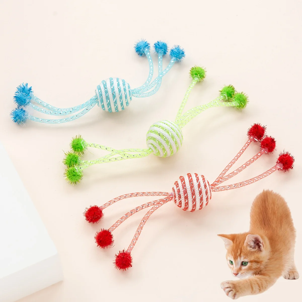 Jouet pour chat, bâtons pour chats, cordes interactives, jouets pour chiens de compagnie, taquin, boule de laine résistante aux morsures, accessoires Gatos