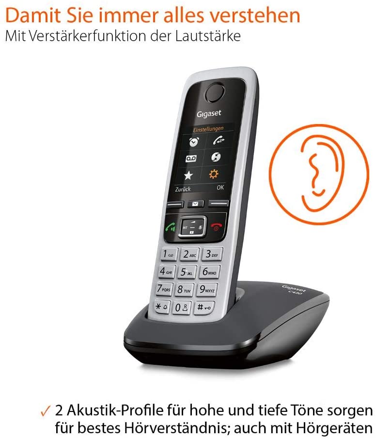 Gigaset C430 Teléfono Inalámbrico Contestador Automático Teléfono DECT con función de manos libres clásico con pantalla