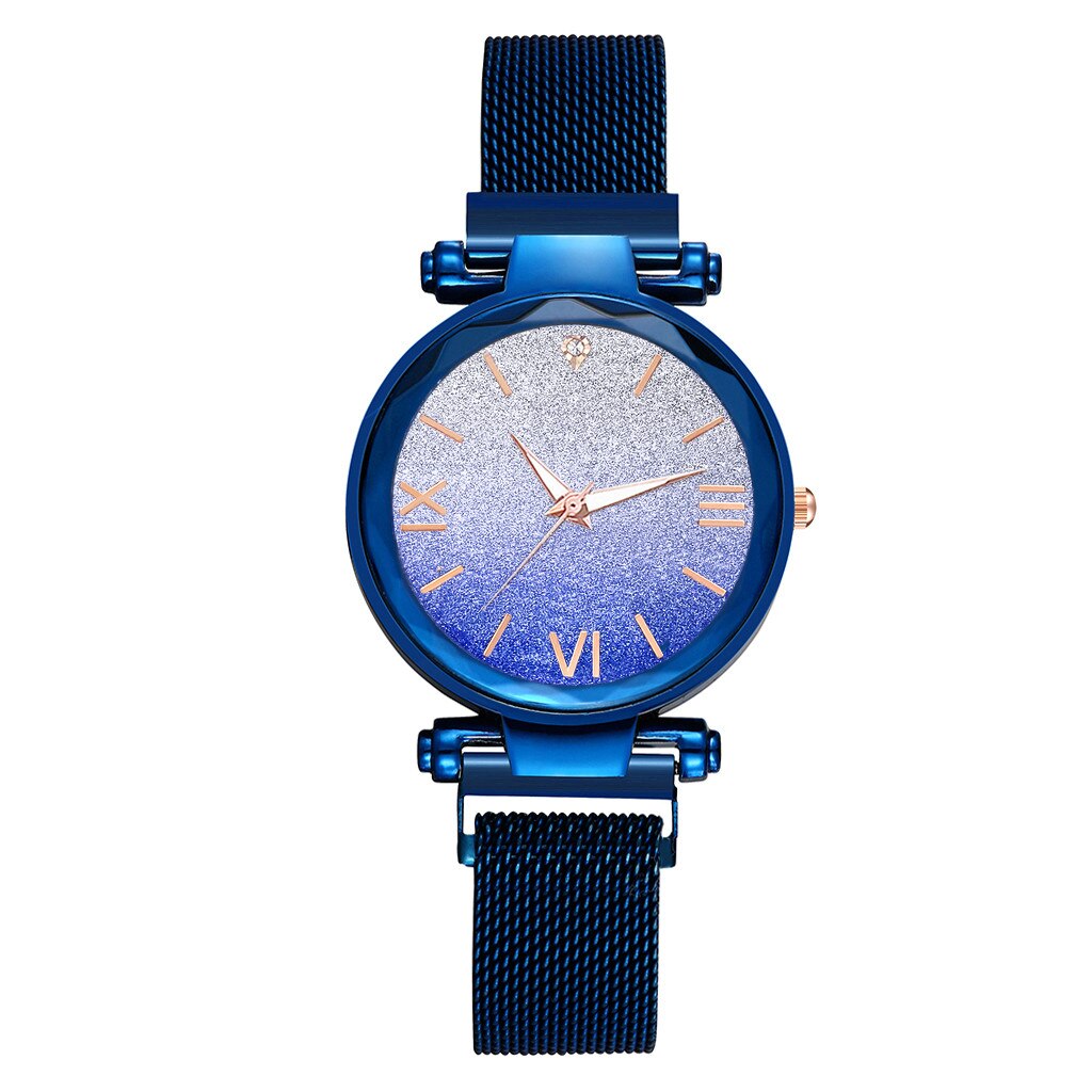 romantic sky watch women mesh steel strap ladies watch Magnet Buckle zegarek damski montre femme: Blue