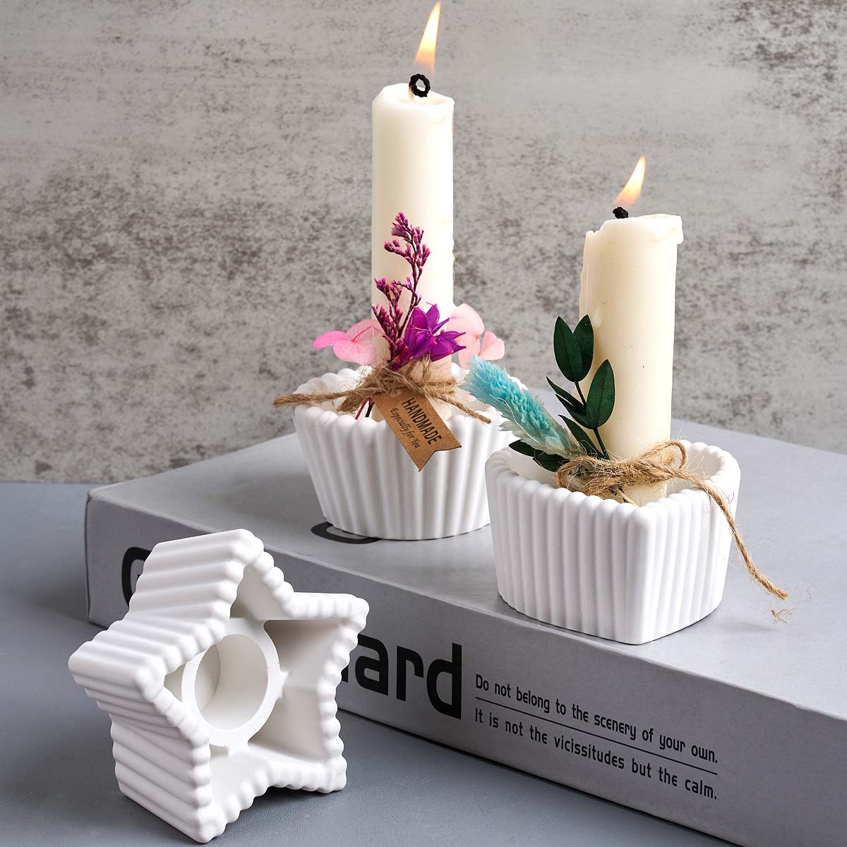 Portavelas con forma de estrella, molde de silicona para manualidades, candelabro redondo con forma de corazón, moldes de fundición de resina de yeso, decoración del hogar, artísticos