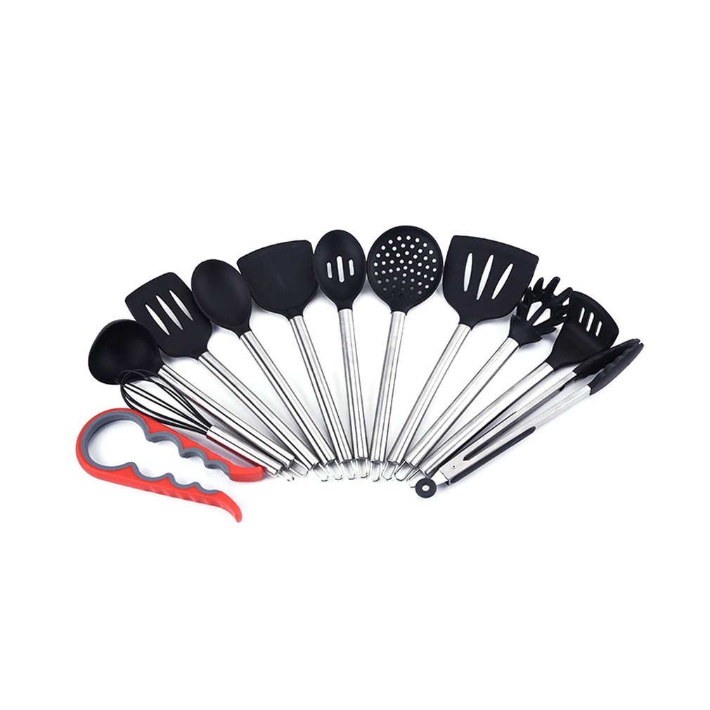 12 Piece Silicone Kitchenware Set With Hollow Stainless Steel Handle Protect Your Cookware Ergonomic