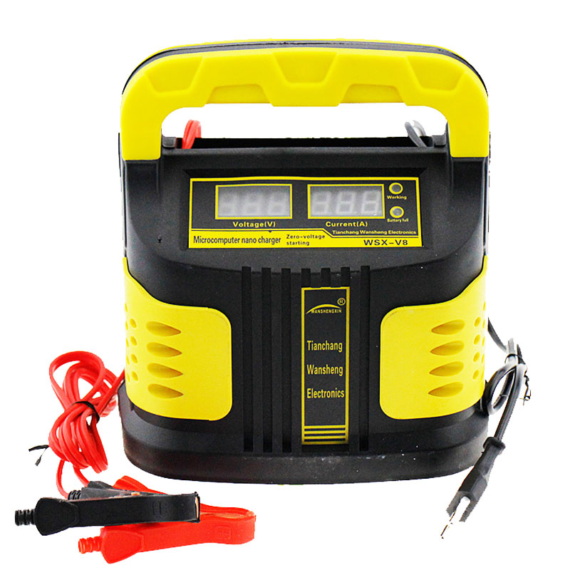 Full Automatic Car Battery Charger 110V to 220V To 12V 10A Intelligent Fast Power Charging Wet Dry Lead Acid Digital LCD Display