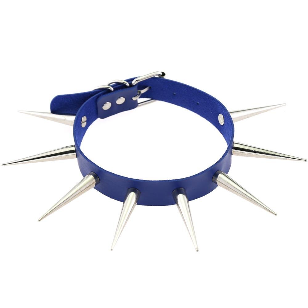 Big Long Spiked Choker Punk Collar Women Men Rivets Studded Chocker Chunky Necklace Goth Jewelry Metal Gothic Emo Accessories: Gold-color