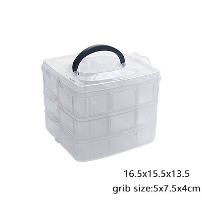 Stabelbar opbevaringsbeholder med rum, plastikboks til kunst og håndværk, legetøj, sikringsperler, washi-bånd: 3 lags lille kasse