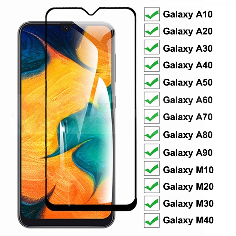 Vidro protetor 9d, para samsung galaxy a10 a30 a40 a50 a60, protetor de tela para samsung a70 a80 a90 vidro m10 m20 m30 m40