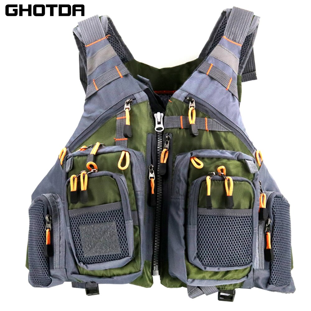 Giubbotto di salvataggio da pesca barca a vela kayak gilet da pesca professionale vestiti galleggianti multitasche riflettore traspirante per la visione notturna