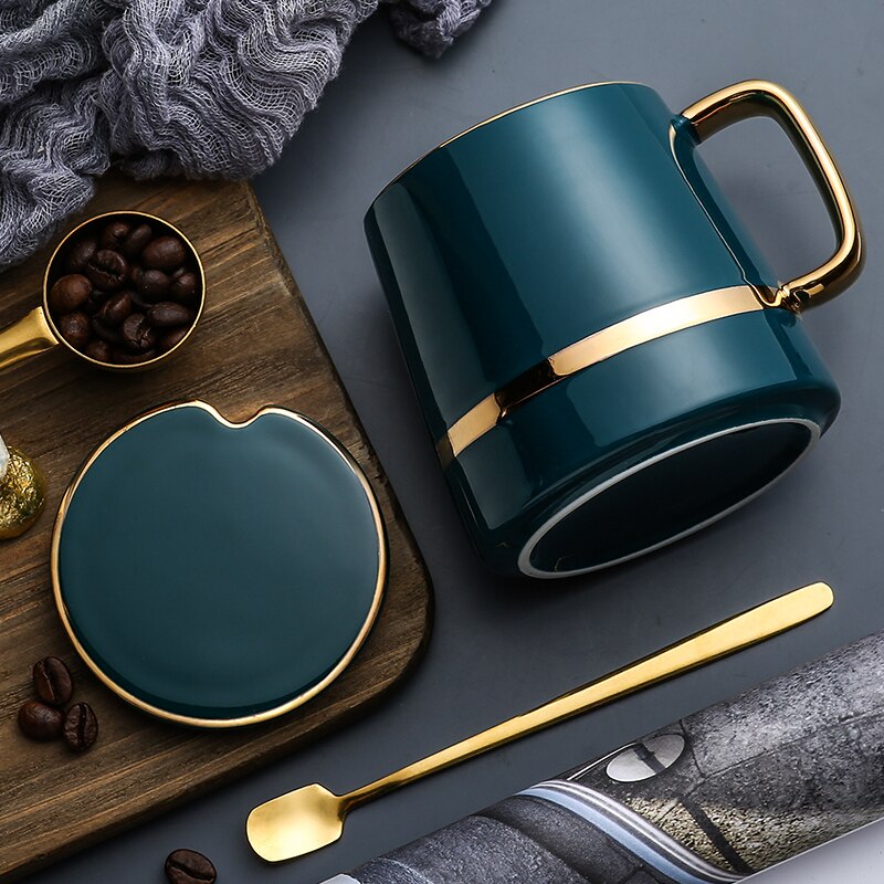 Keramisk krus med låg ske personlighed trend kop simpel par drikke kop husholdning kaffe kop: Almindelig emballage c