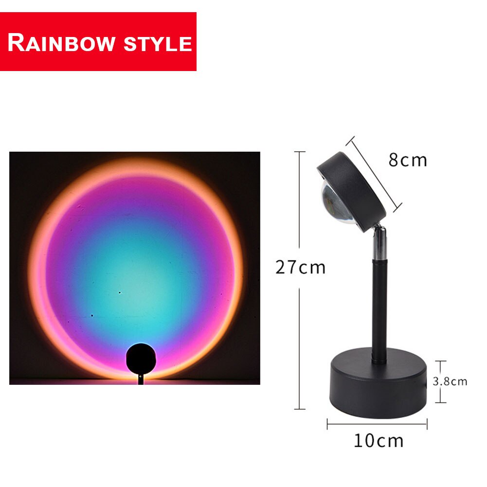 Led Light Rainbow Sunset Projection 180 Degree Rotation Rainbow Projection Lamp For Home Party Living Room Bedroom Lamps: 1