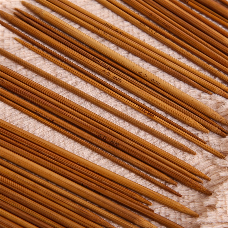 55 kpl bambu neulepuikot puiset virkkuukoukut kaksikärkiset hiiltyneet bambupuikot neulepusero kudottu askartelu 11 kokoa 13cm
