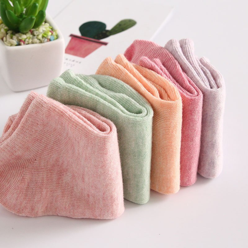 10 kleuren zachte comfortabele casual snoep kleuren sokken vrouwen 1 paar onzichtbare meisjes gekleurde effen katoenen sokken vol verpakt