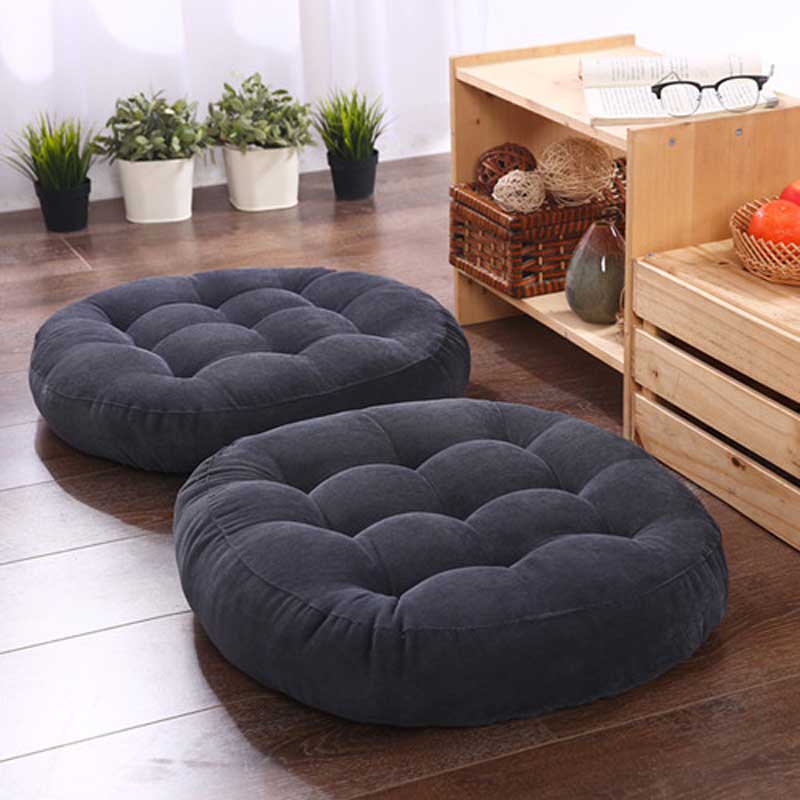 1 pc Japan Stijl Kussen Lisdodde Hassock Seat Pad Stuitbeen Orthopedische Pad Stoel Rugkussen Ronde Verdikte Floor Mat Poef futon: deep gray / 42x42x5cm