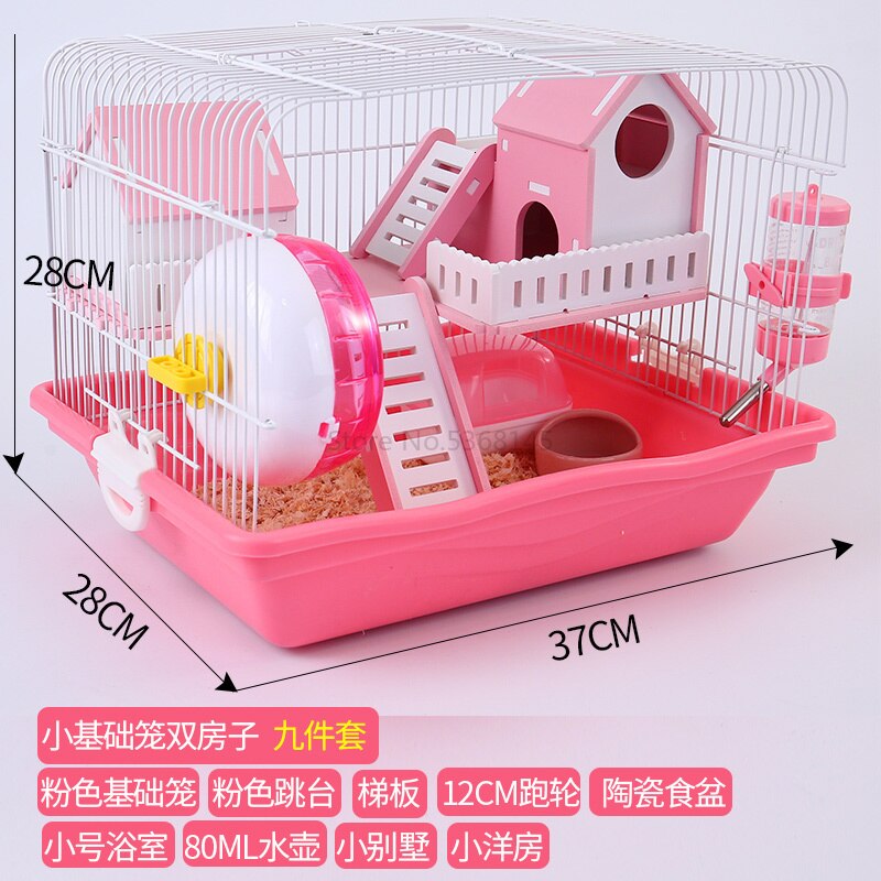 Productos para mascotas, jaula de viaje Universal lavable para hámster, oso dorado para las cuatro estaciones, gran espacio, Villa de Triple capa hecha de madera