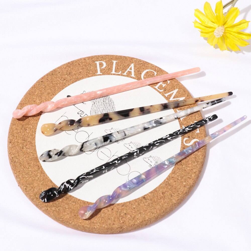 Retro Eenvoud Haar Sticks Elegante Acetaat Eetstokje Vrouwen Meisjes Haarspelden Haar Clip Haaraccessoires Haar Styling Tool