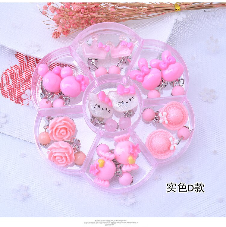 Cartoon Earrings Plastic Ear Clips Girls Toy Colorful Girls Kids Children Pretend Play Beauty Toys Birthday Party